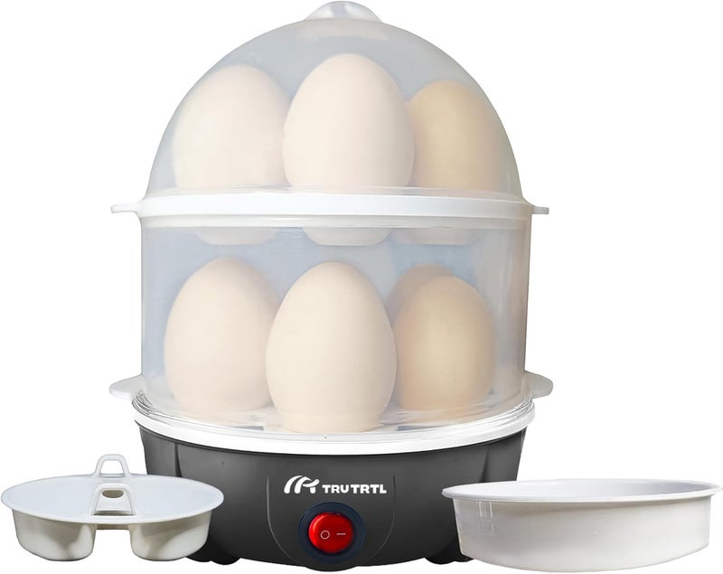truTRTL 4 in 1 electric egg cooker | Boils upto 14 eggs | Poacher | Omelet maker | Vegetable steamer, dumpling & More | Royal Black - Image 1